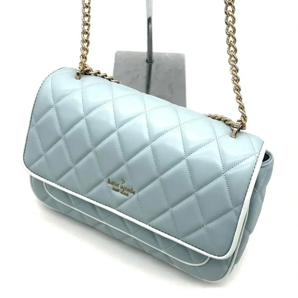 Kate Spade Colorblock Carey Quilted Leather Flap Shoulder Bag Wild Sage - Picture 6 of 11